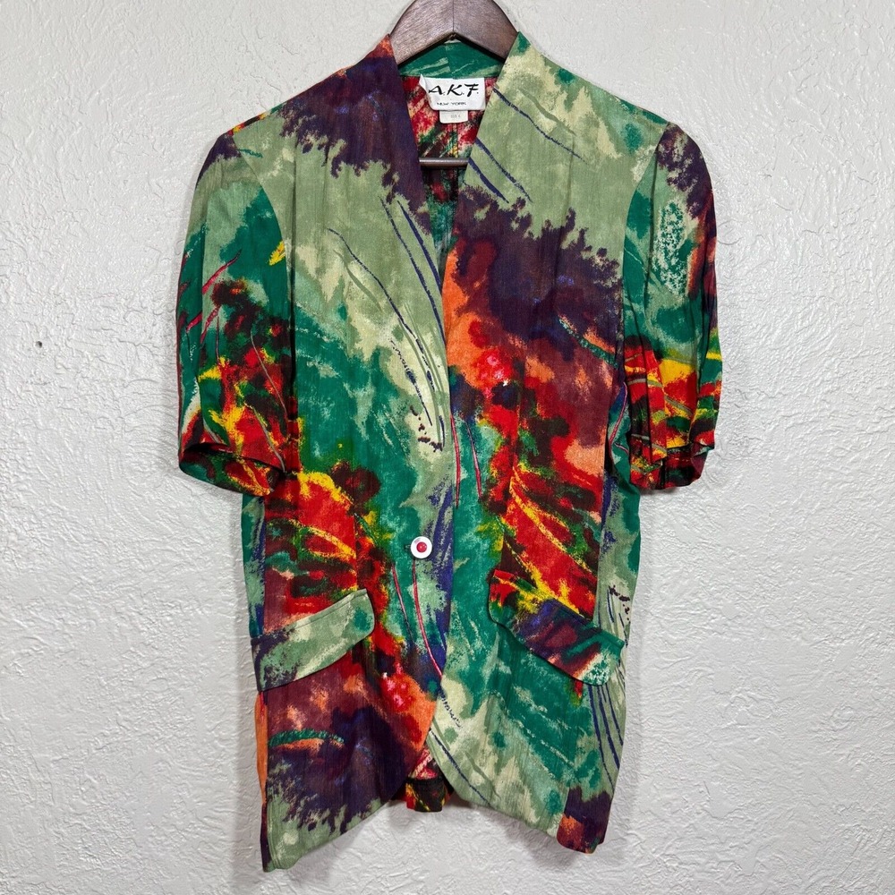 Vtg AKF Unstructured Blazer Jacket Top 6 USA 80s 90s Artsy Hippie Indie Festival